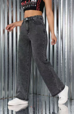 Jean brodé taille haute, coupe droite ORIS WEAR