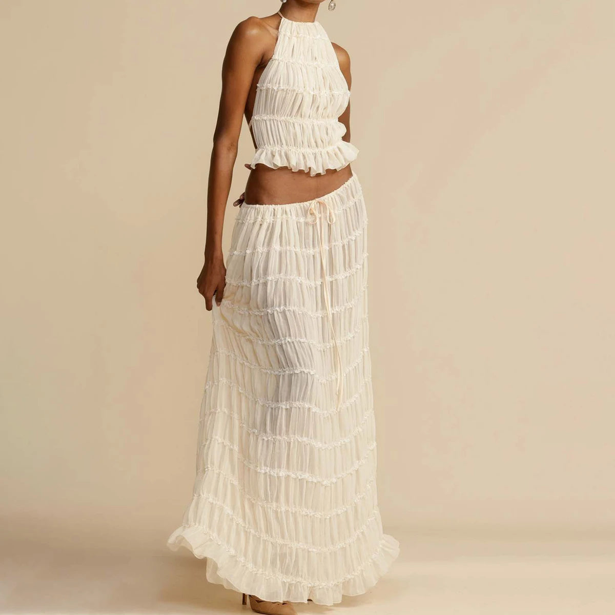 Ensemble 2 pièce robe sexy sans manches, dos nu ORIS WEAR
