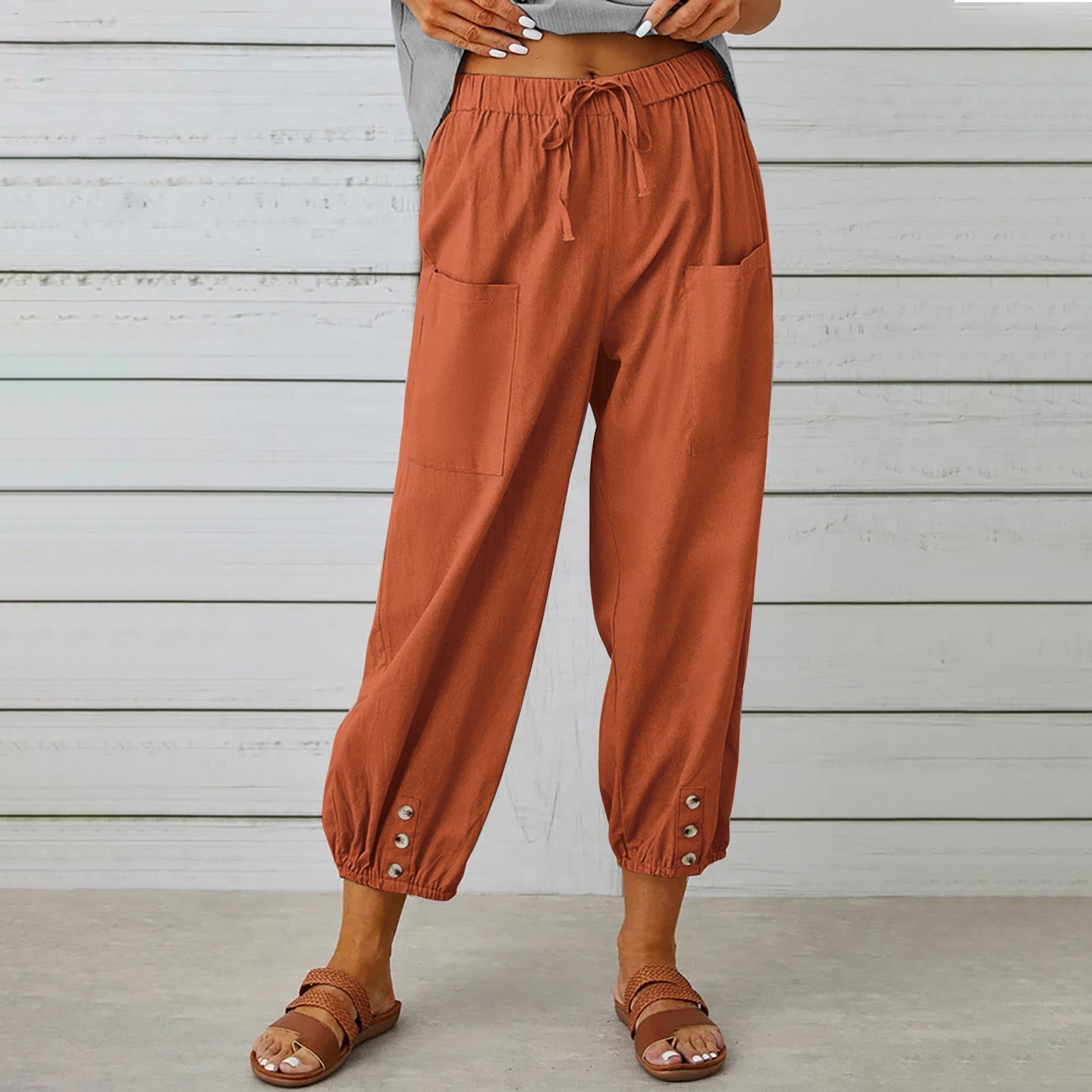 Mode femme en lin rouge brique — ORIS WEAR