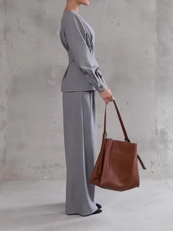 Ensemble Blazer Croisé Gris Élégant ORIS WEAR