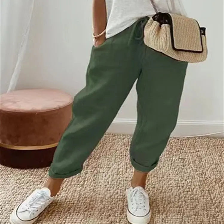 Pantalon Décontracté en Coton et Lin pour Femme ORIS WEAR