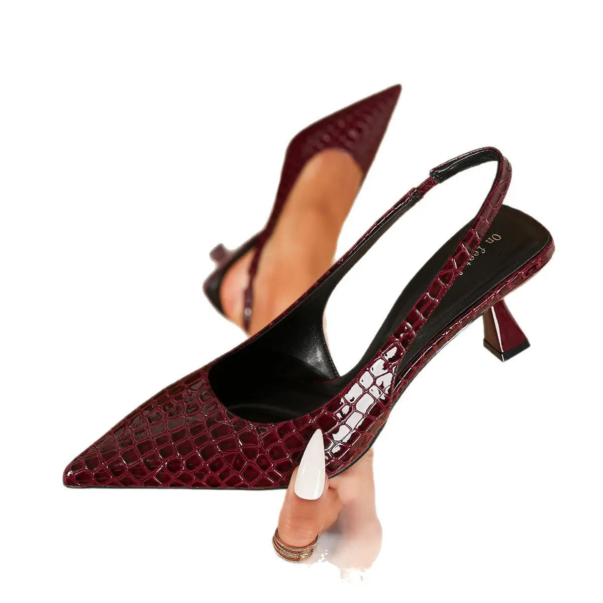 Escarpins slingback effet croco – Talon graphique élégant ORIS WEAR