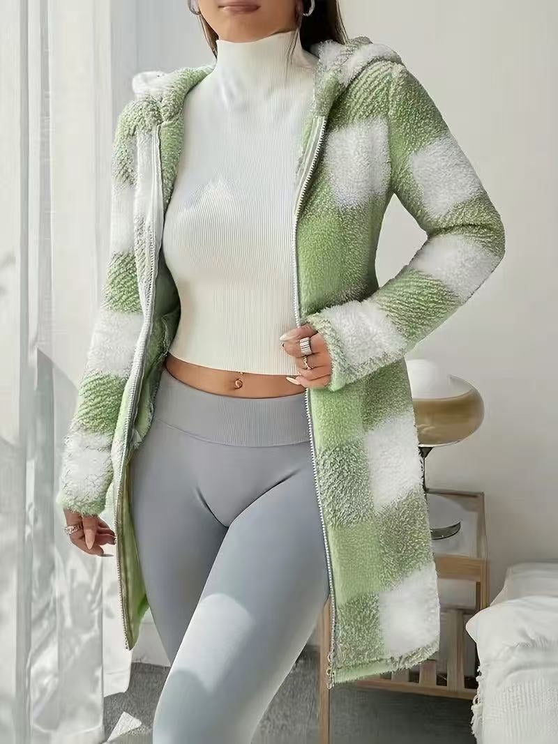 Cozy Plaid Hooded Coat ORIS WEAR