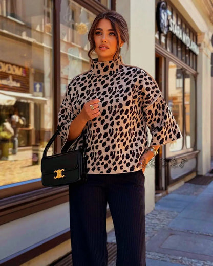 Pull en maille pour femme à imprimé léopard. ORIS WEAR