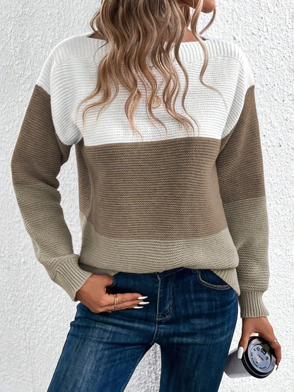 Pull Tricoté à Col Rond avec Détails en Tricot pour Femme ORIS WEAR