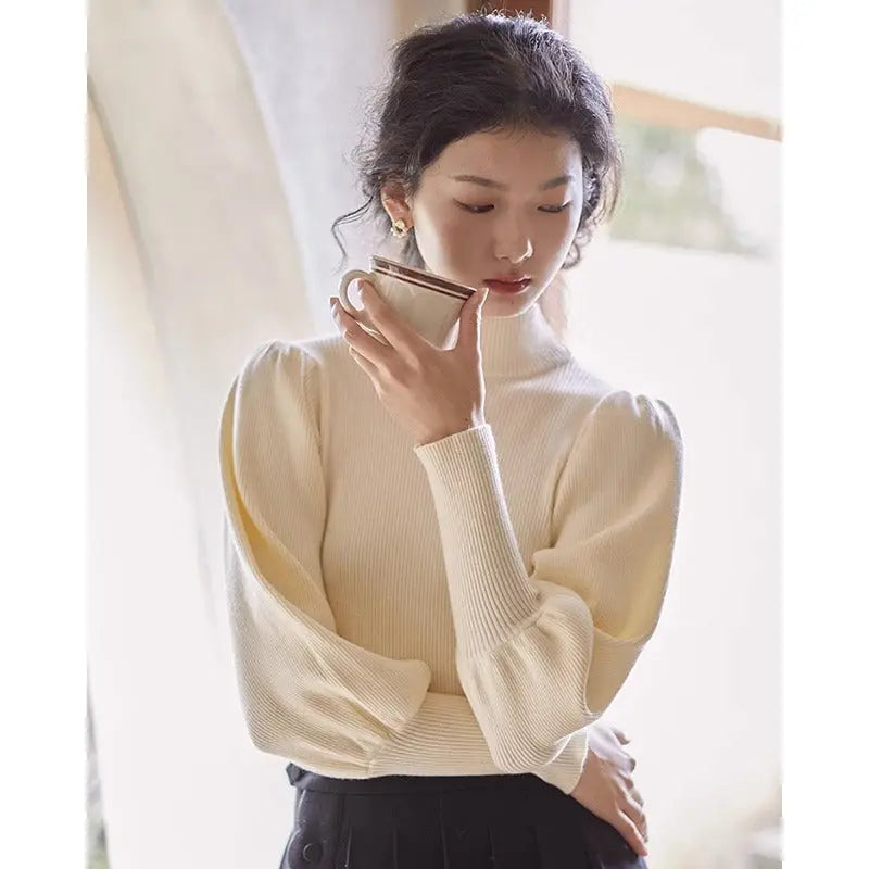 Haut Femme basic à Manches Bouffantes et Col Montant ORIS WEAR
