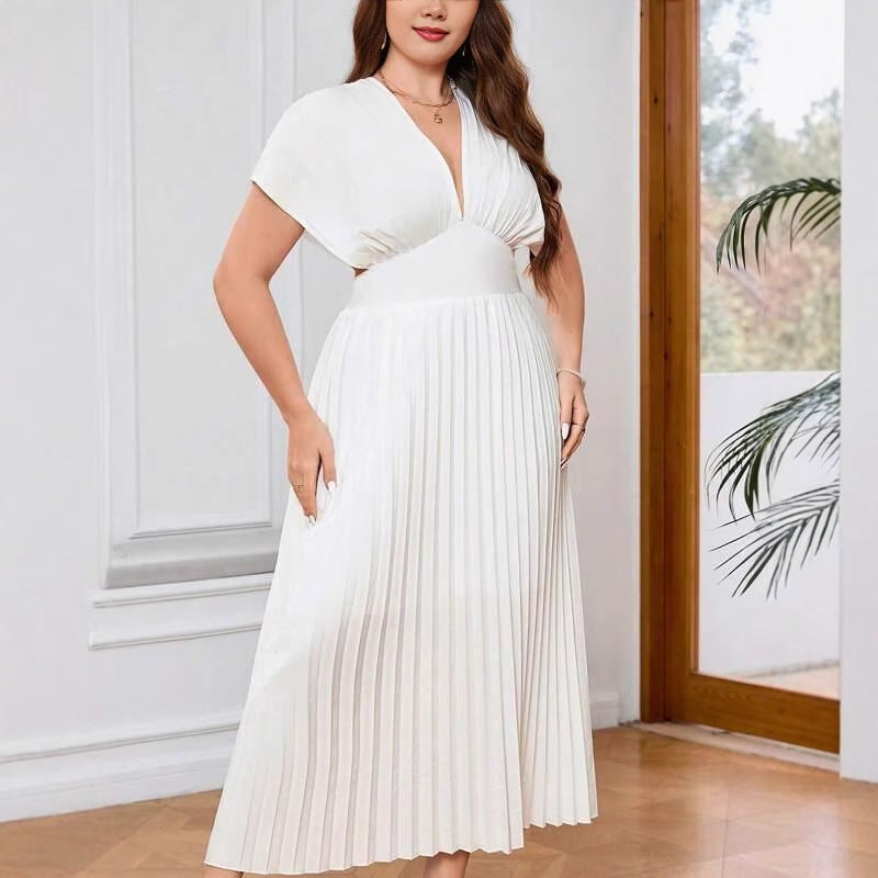 Elegant Pleated Midi Dress ORIS WEAR