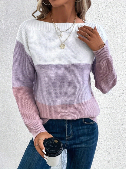 Pull Tricoté à Col Rond avec Détails en Tricot pour Femme ORIS WEAR