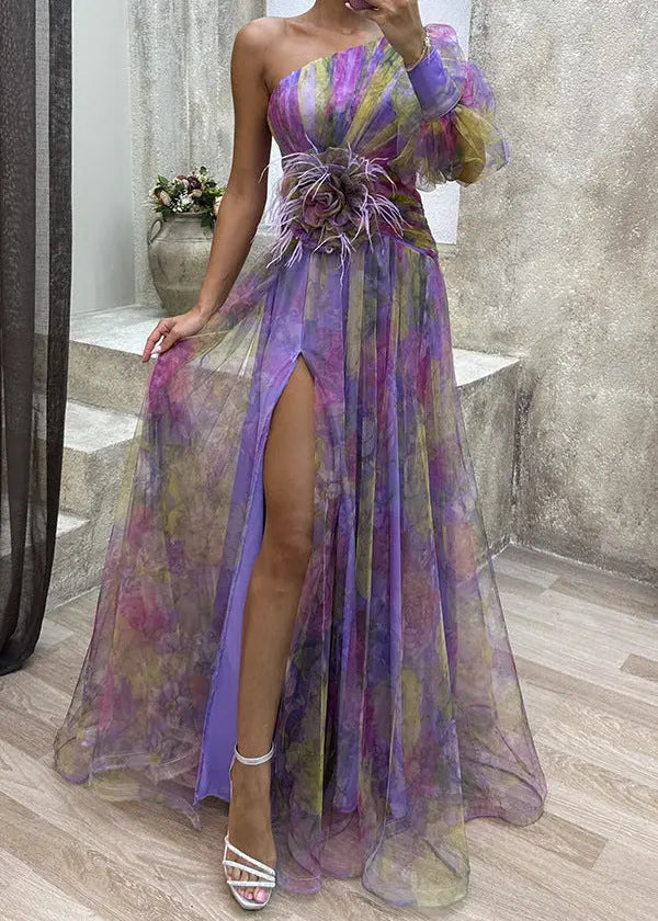Robe longue tie-dye à fente élégante ORIS WEAR