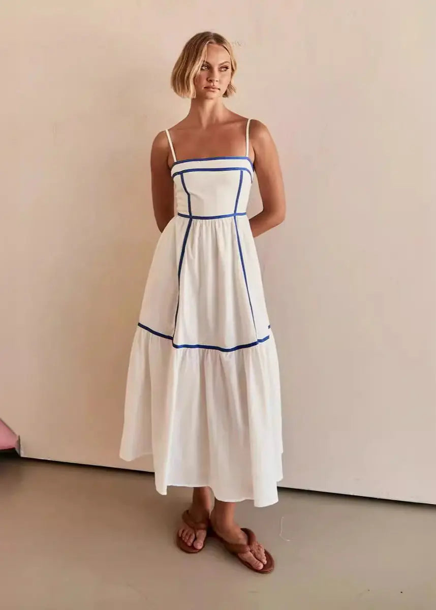 Robe mi-longue à bretelles fines et jupe volantée ORIS WEAR