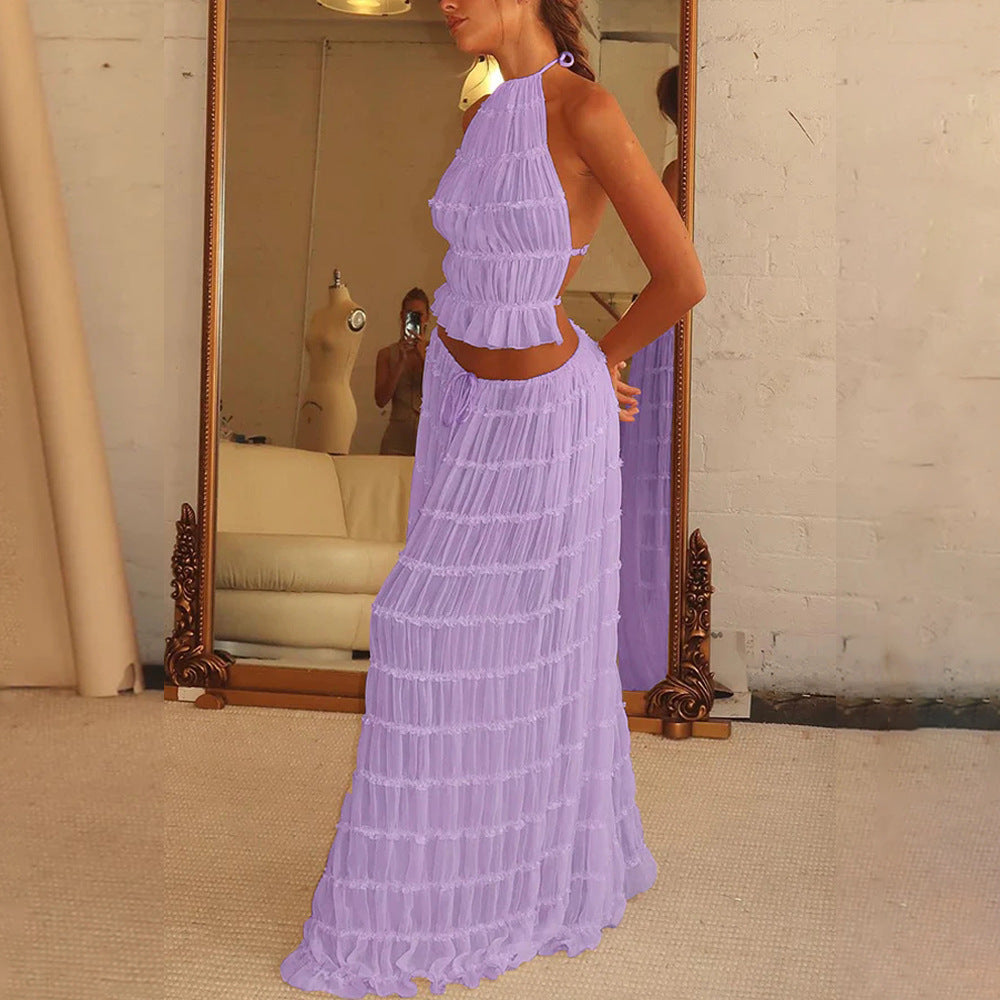 Ensemble 2 pièce robe sexy sans manches, dos nu ORIS WEAR