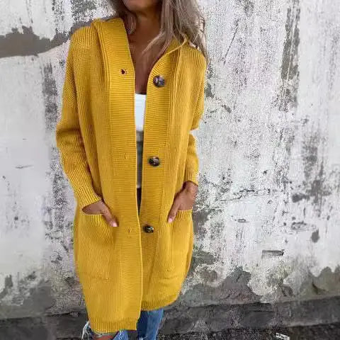 Cardigan Tricoté Mi-Long Gris Clair – Élégance et Douceur ORIS WEAR