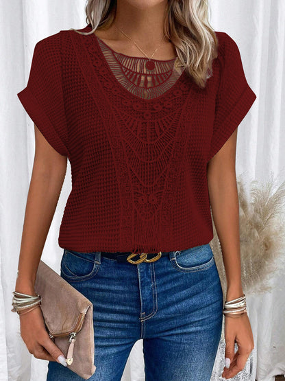Pull  à manches courtes ajouré, style ethnique ORIS WEAR