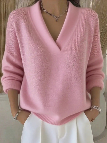 Pull en maille femme col V – Coupe ample, manches longues. ORIS WEAR
