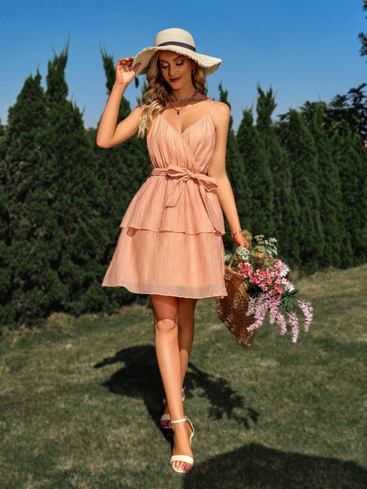 Robe courte femme fluide orange — ORIS WEAR