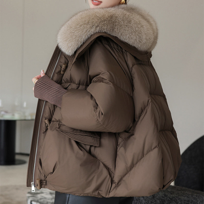 Veste courte matelassée col fourrure hiver ORIS WEAR