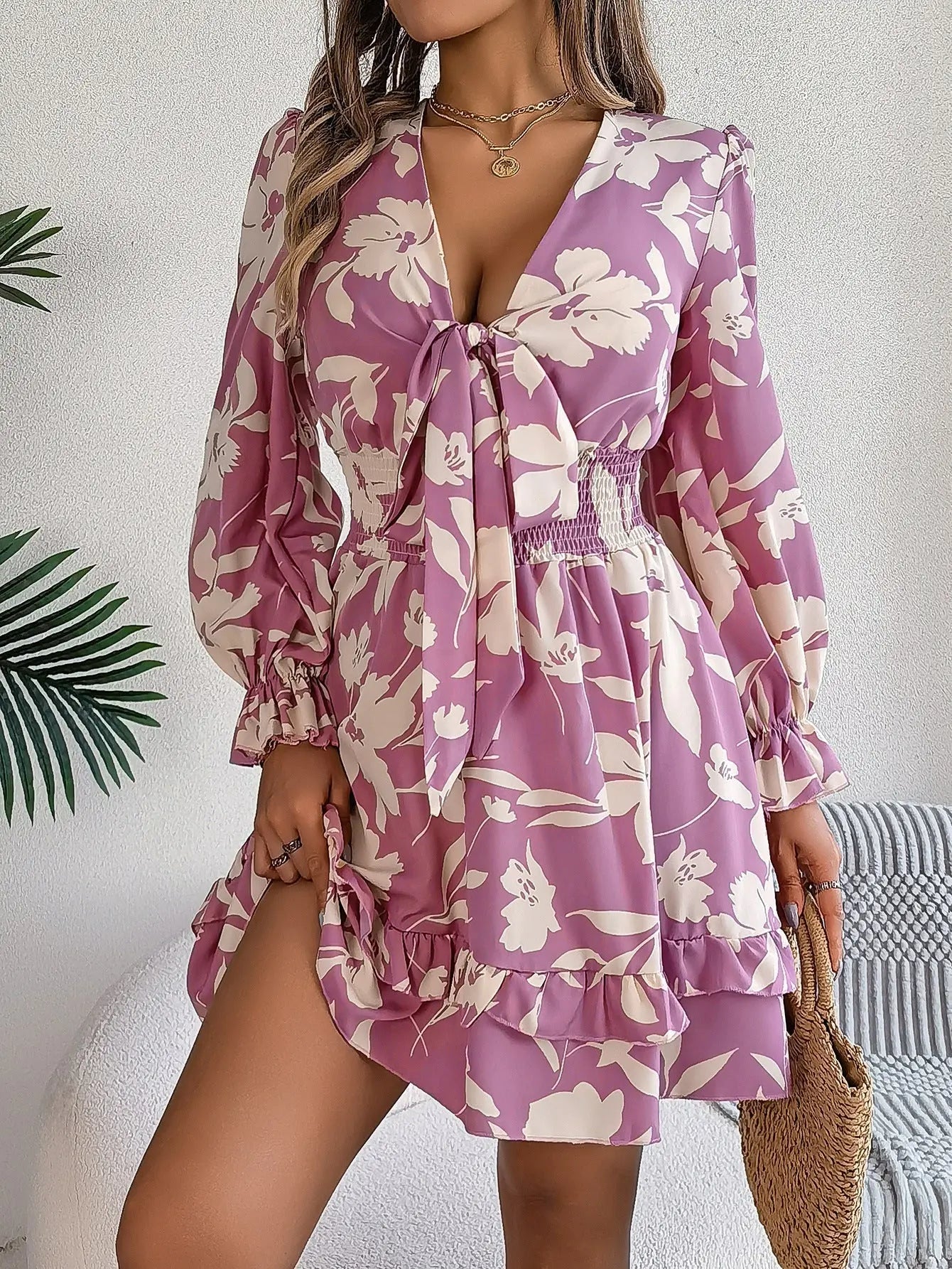 ROSE | ROBE FLORALE A VOLANTS ORIS WEAR