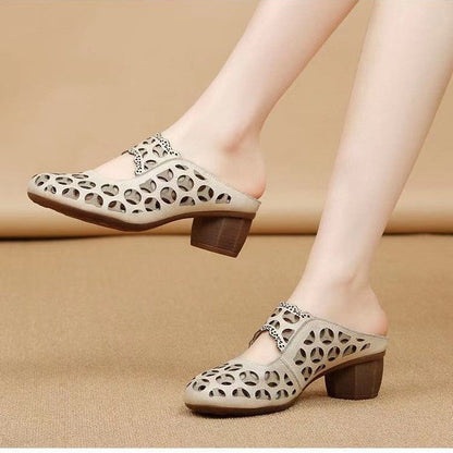 Sabots Femme Rétro en Cuir PU, Bout Rond, Slip-on ORIS WEAR