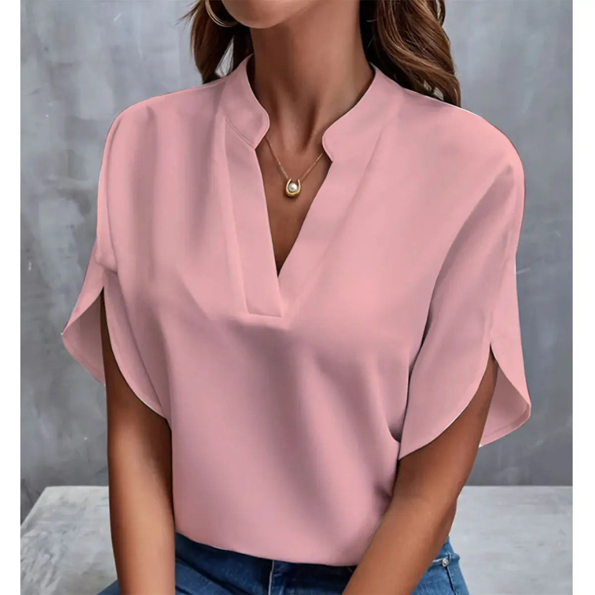 Blouse Fluide en Chiffon à Col V ORIS WEAR