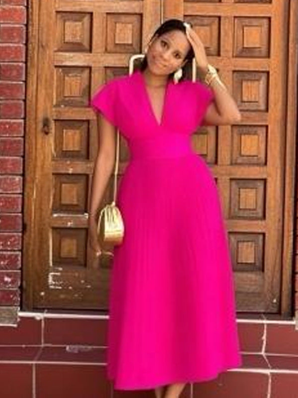 Elegant Pleated Midi Dress ORIS WEAR