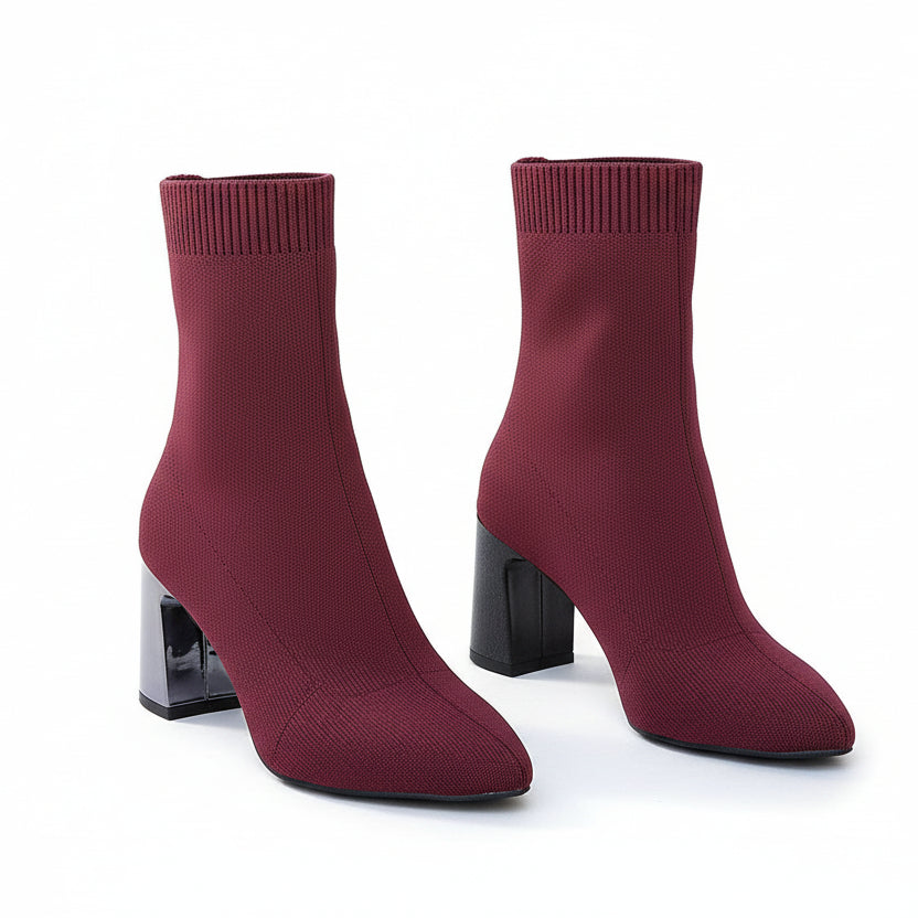 Bottines femme grande taille en maille extensible à talon haut ORIS WEAR