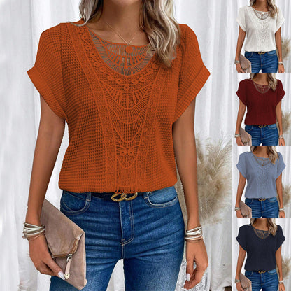 Pull  à manches courtes ajouré, style ethnique ORIS WEAR