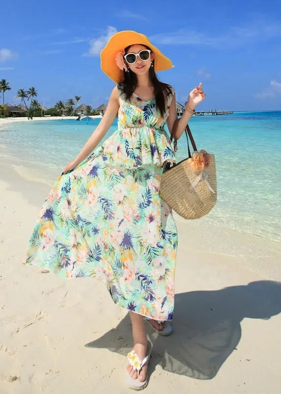 Robe midi fluide à imprimé floral en chiffon ORIS WEAR