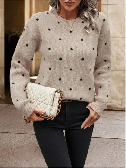 Pull Jacquard à Pois avec Col Rond Élégant ORIS WEAR