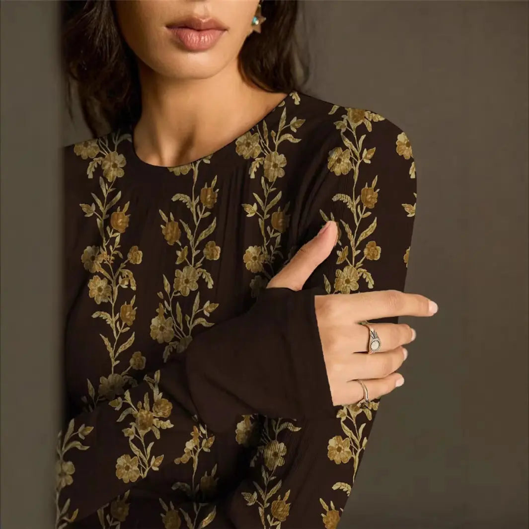 Pull en maille rétro pour femme à imprimé floral, coupe ajustée ORIS WEAR