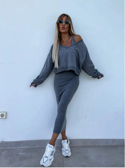 Two-piece set with sweater & midi dress ORIS WEAR