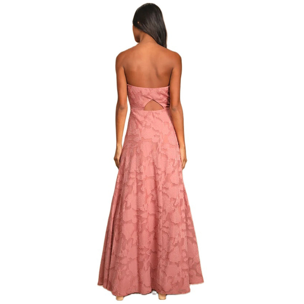 Eva | Robe longue brodée florale à épaules dénudées — Coupe corset Acme