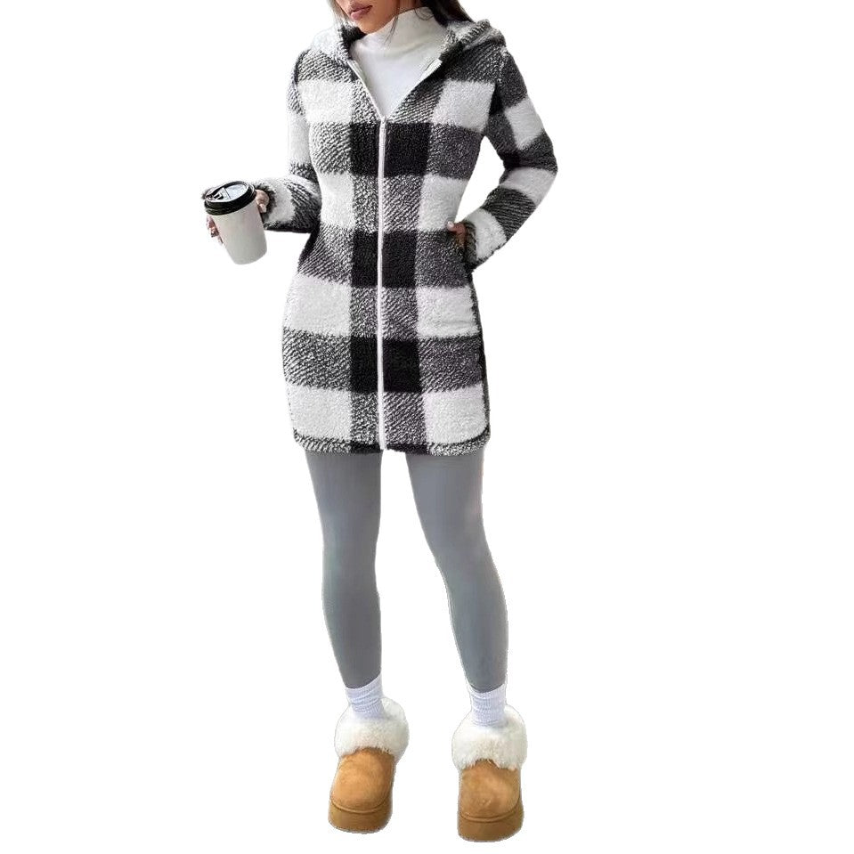 Cozy Plaid Hooded Coat ORIS WEAR