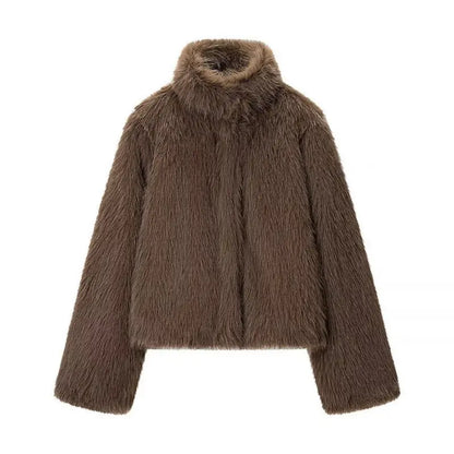 Manteau épais et chaud en fausse fourrure de renard avec col montant ORIS WEAR