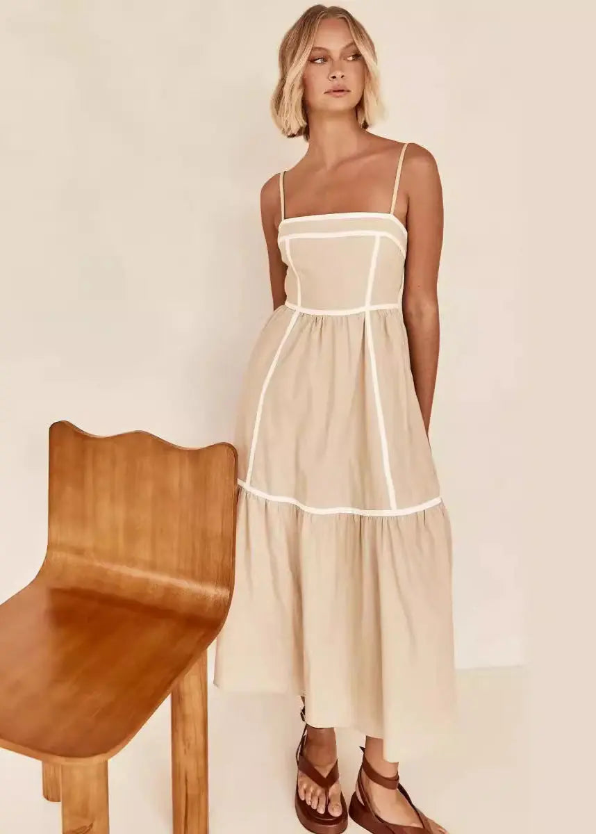 Robe mi-longue à bretelles fines et jupe volantée ORIS WEAR