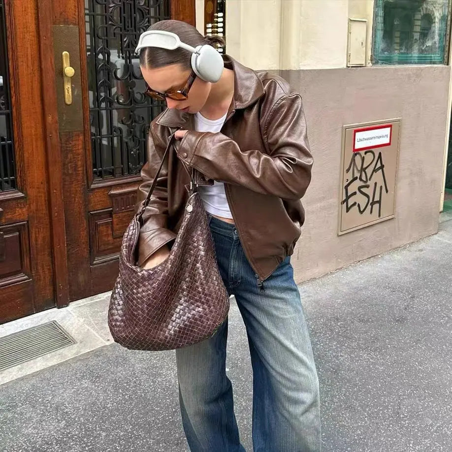 Veste en Cuir Marron Vintage . ORIS WEAR