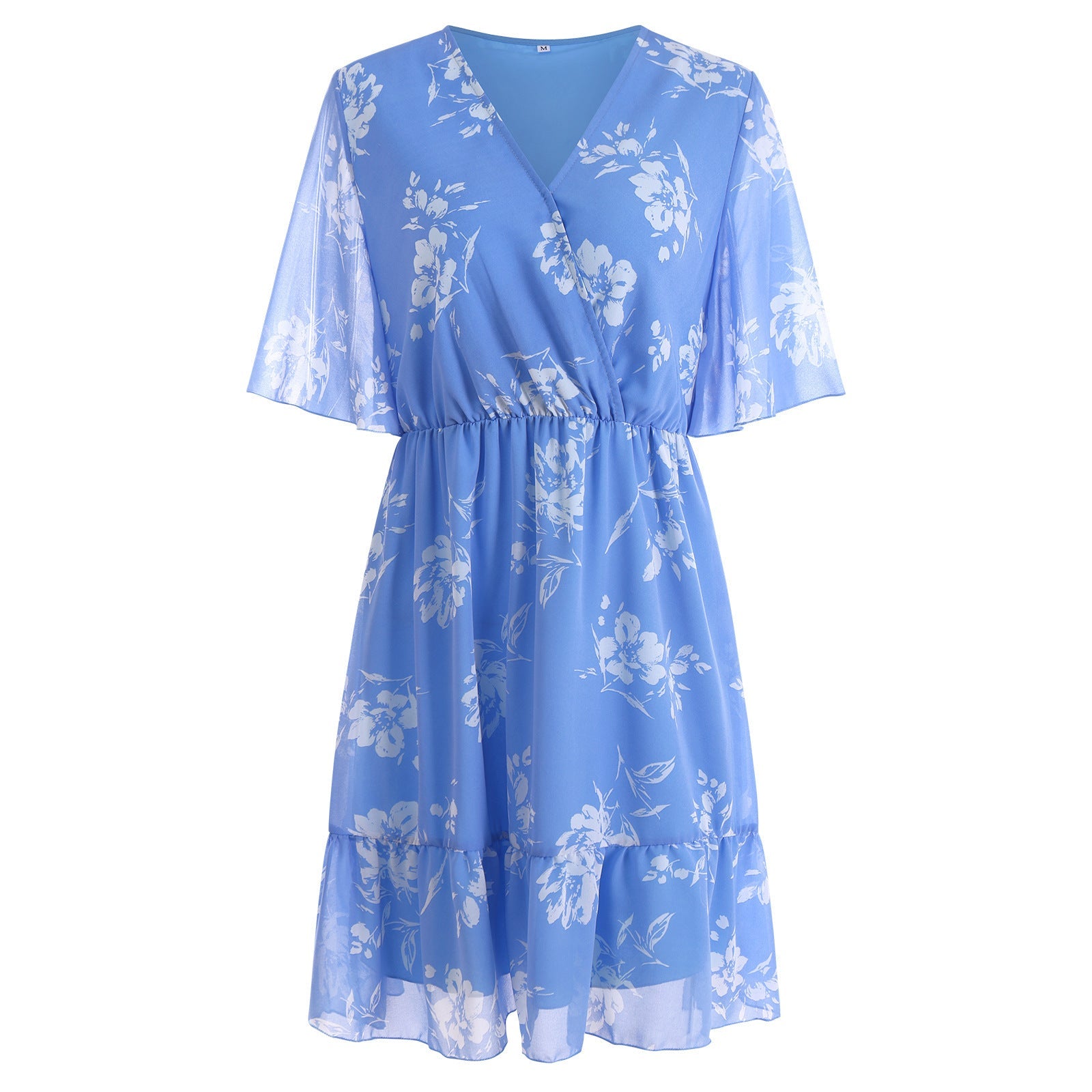 Robe en mousseline fleurie à volants et col en V ORIS WEAR