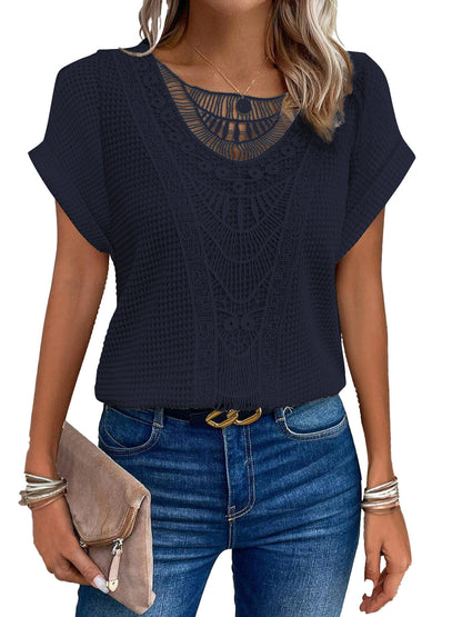Pull  à manches courtes ajouré, style ethnique ORIS WEAR