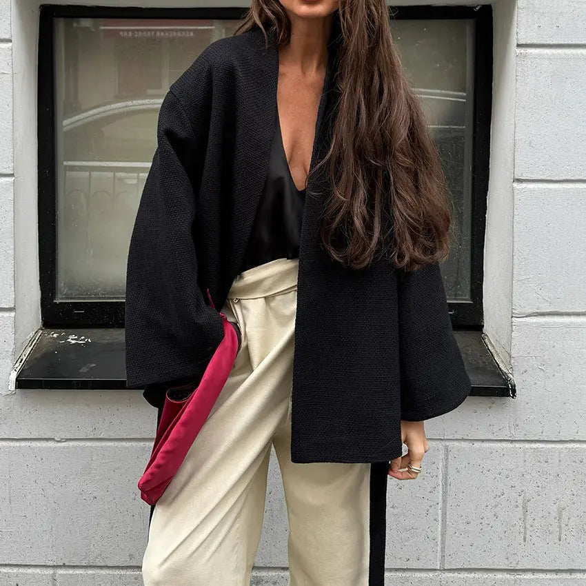Veste Femme Col V à Lacets Style Chanel – Manches Longues ORIS WEAR