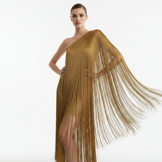 Robe longue femme fluide gold — ORIS WEAR