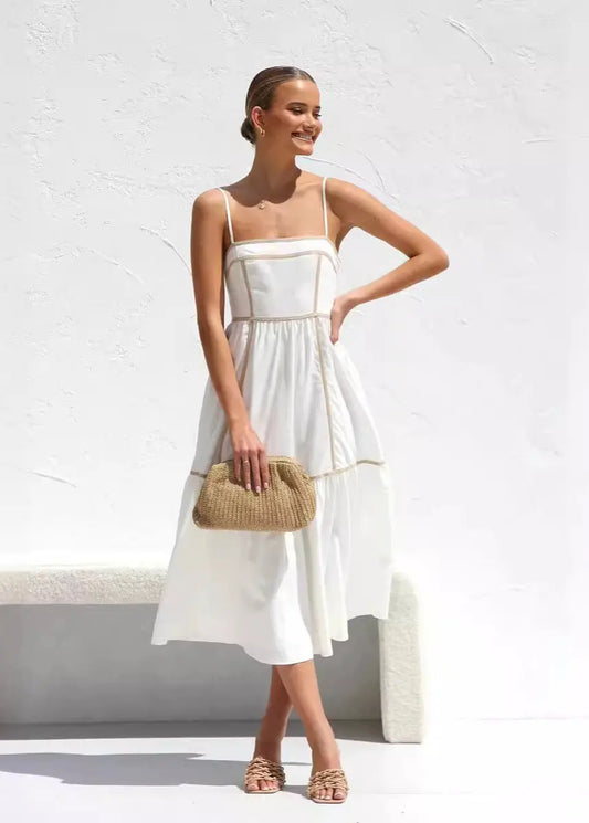 Robe mi-longue à bretelles fines et jupe volantée ORIS WEAR