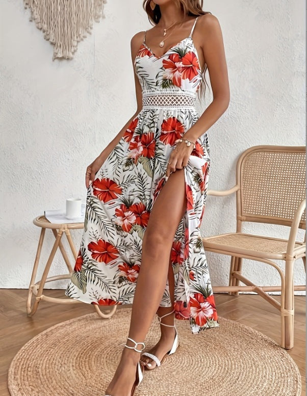 Rema | Robe Imprimée Décolletée avec Dentelle & Fente ORIS WEAR