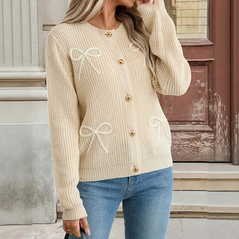 Cardigan en maille – Détails nœuds féminins ORIS WEAR