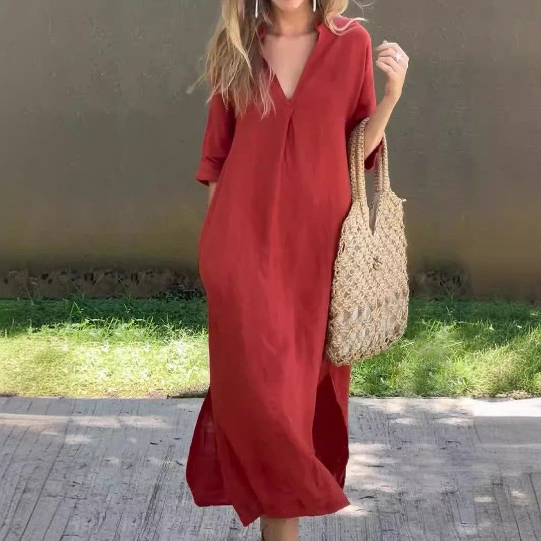 Robe longue femme bohème rouge — ORIS WEAR