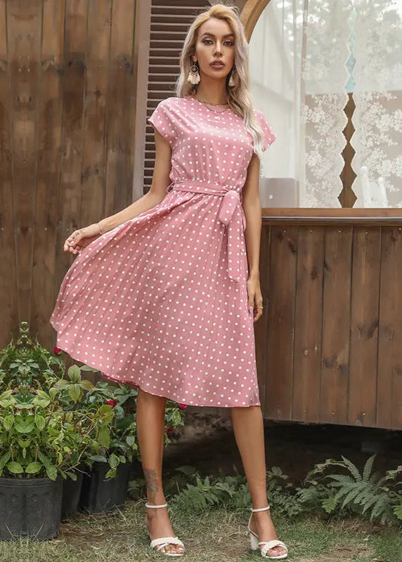 Robe midi à pois élégante ceinturée ORIS WEAR