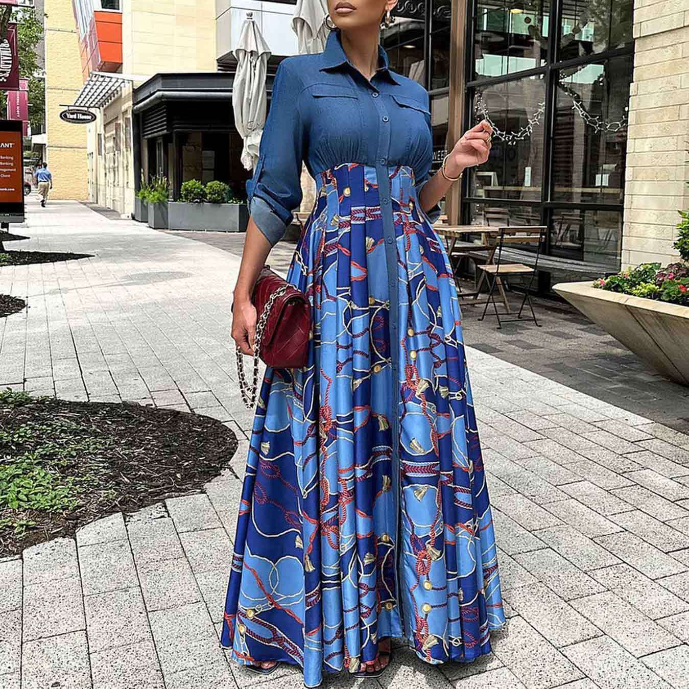 Robe longue femme élégante blue — ORIS WEAR