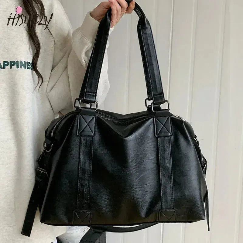 Grand sac à main bandoulière rétro de cours souple Louna