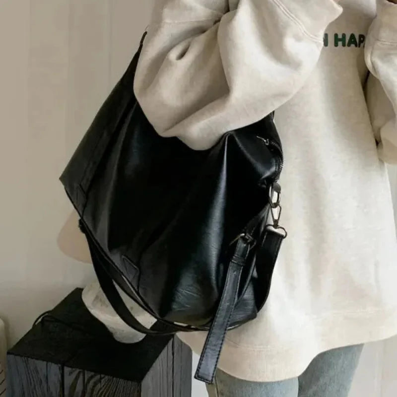 Grand sac à main bandoulière rétro de cours souple Louna