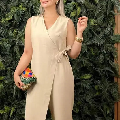 Robe longue femme de plage beige — ORIS WEAR