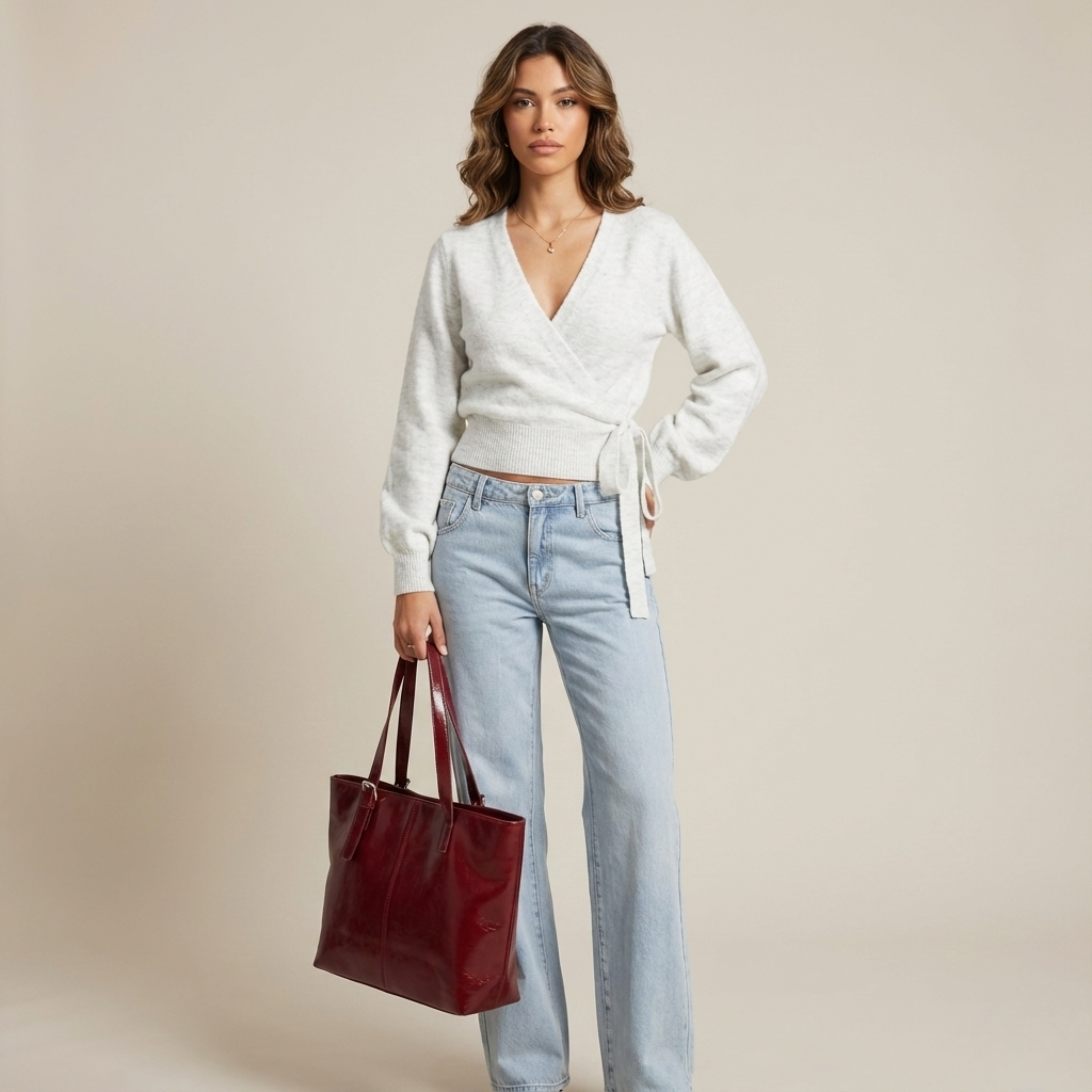 Haut cache-cœur femme à col V croisé avec lien asymétrique – Coupe élégante et moderne ORIS WEAR
