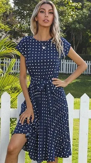 Robe midi à pois élégante ceinturée ORIS WEAR